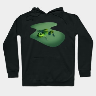 A frog swimming in a pond Hoodie